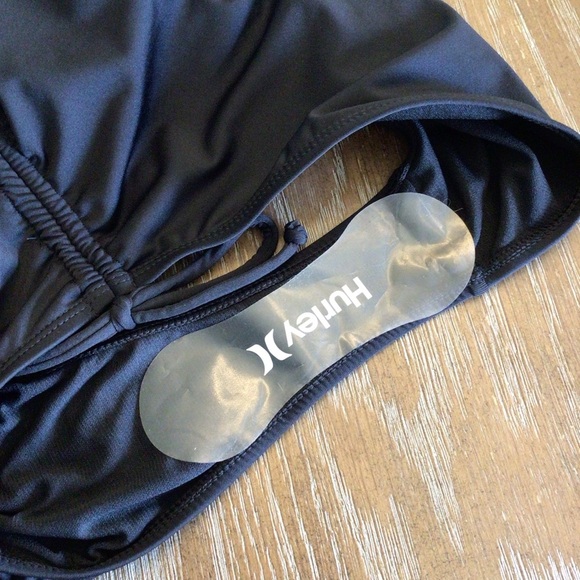 Hurley Womens Black Classic Logo Print Cinch Sides One Piece Swimsuit Size XL - Picture 8 of 9